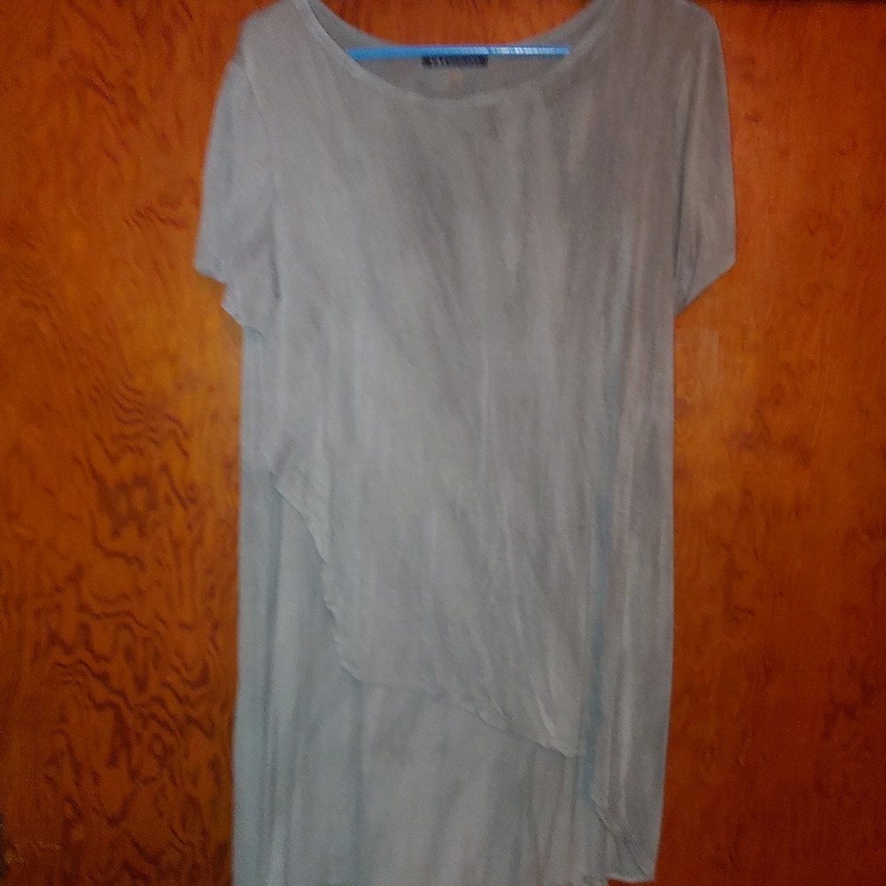 Green Tie Dye Asymmetric Short Sleeve Top